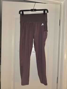 Adidas High-Waist Athletic Leggings - Plum/Brown
